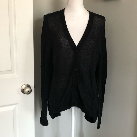 14th & Union Black Cardigan w/ Split Back - Picture 1 of 7